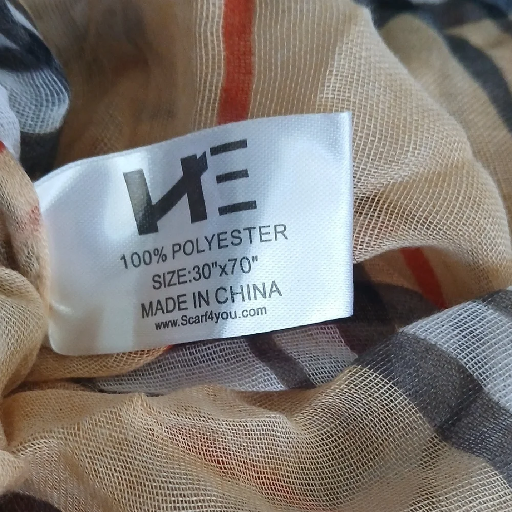 NWT Invinity Beige Red Plaid Lightweight Multi-Loop Scarf